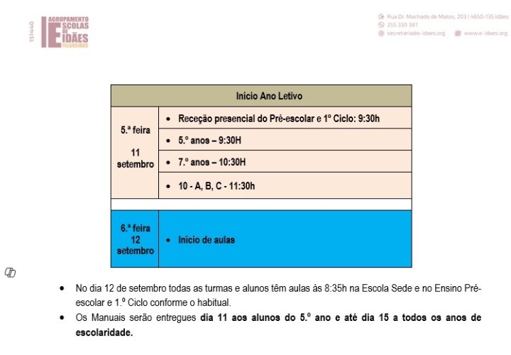 Regresso às Aulas – Ano Letivo 2025/2026